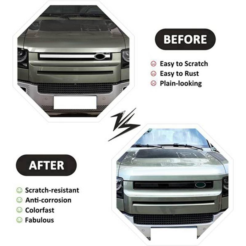 Car Front Grille Moulding Trim Rod For Land Rover Defender 90 110 -2024 Gloss Black Grille Cover Frame Decoration Parts