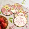 Tabletop Drink Holders 4PCS Easter Flower Coasters Set, Thick Cork Base Non-Slip Heat Resistant Non Slip Wood Coasters, Floral Print Decorative