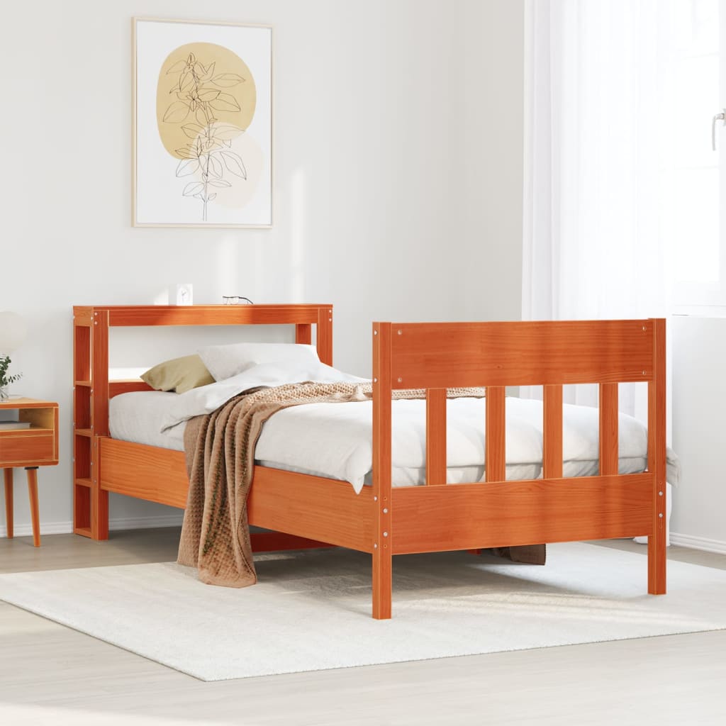 Solid Wood Bed without Mattress Wax Brown 75 x 190 cm Pine Wood