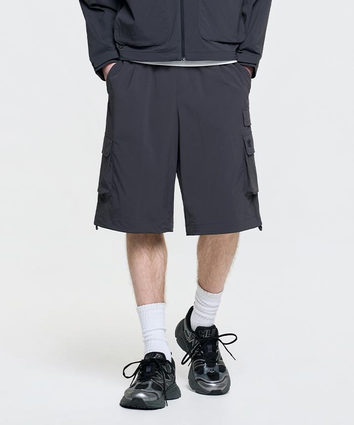 Emelbi Gorpcore Woven Multi-Cargo Length Shorts Ny (D.Charcoal Grey)