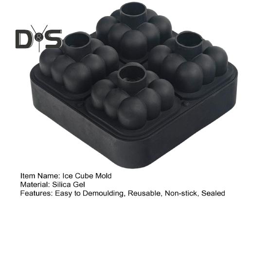 Лоток для кубиков льда с пряжкой, легкая разборка, полезные 4 сетки, силиконовая форма для кубиков ледяного шара