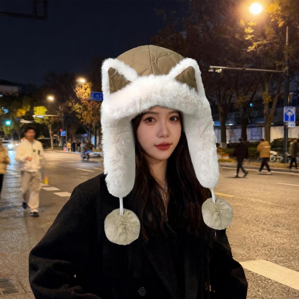Animal Ears Trapper Hat Comfortable Stylish Lightweight Ladies Winter Warm