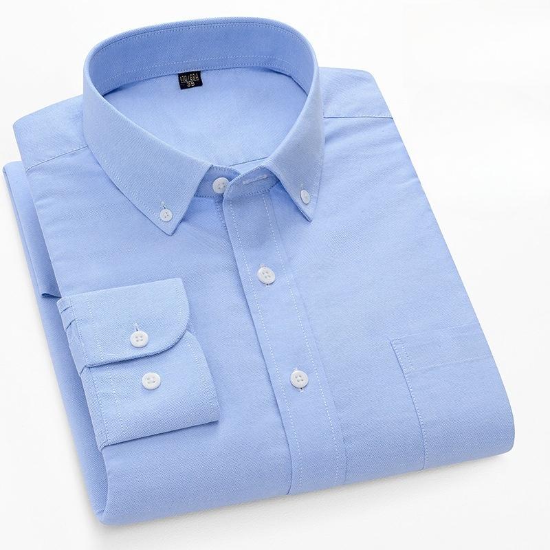 Camicia Oxford 100% Cotone da Uomo Manica Lunga Casual Business Vestibilità Regolare Camicie Eleganti Camicetta Sociale Abbigliamento Maschile S-5XL