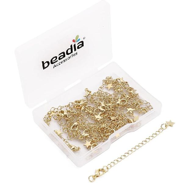 BEADIA 14K Gold Plated Extender Chains 75mm 20pcs Rose Extension Tail Chains for Jewelry Making Findings 75mm звезда