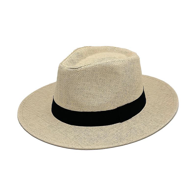 

Весенне-летняя пляжная шляпа для отпуска, женская шляпа-цилиндр в британском стиле, защита от солнца, широкополая, пляжная, мужская, панама, для пары, соломенная шляпа M（56-58cm）