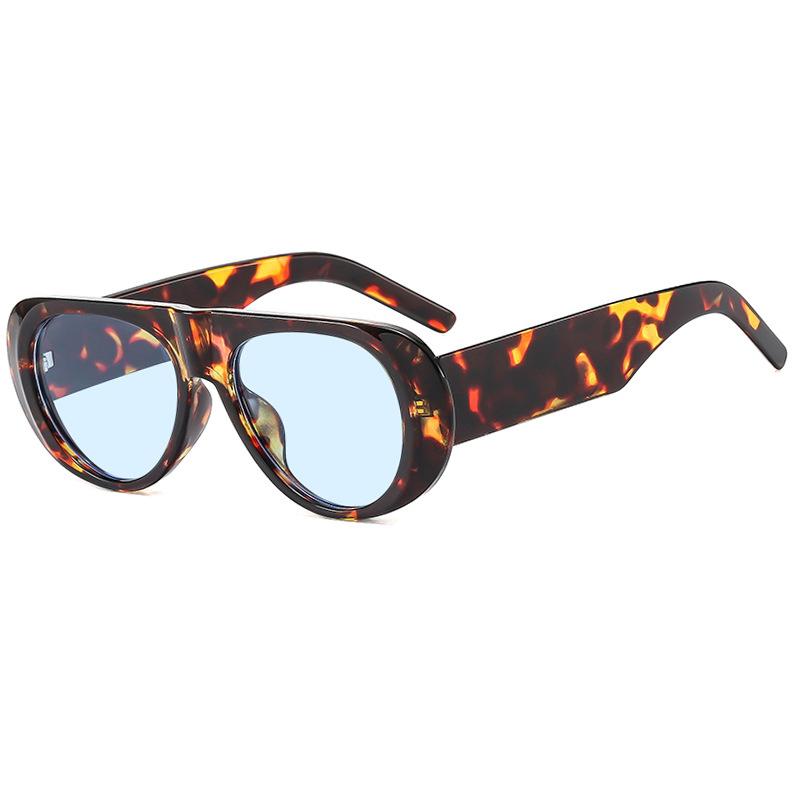 

SO&EI Ins Popular Fashion Pilot Women Sunglasses Retro Blue Green Shades UV400 Men Trending Wide Legs Sun Glasses As the picture