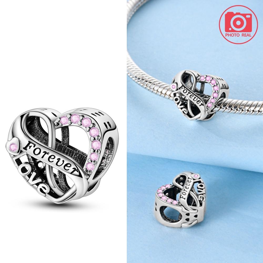 Charms Copper Eternal Love Hollowed-Out Heart Beads Fit Charms Plata Original Bracelet Women Jewellery Making Fine Gifts