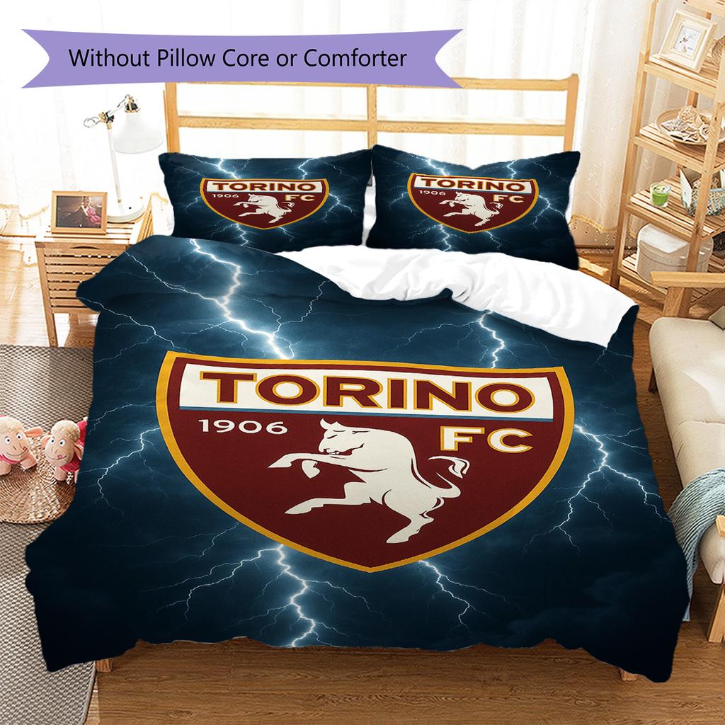 Torino Fc Pattern Bedding Set Quilt Cover Pillowcase Home Decor Gift (1 * Duvet Cover + 2 * Pillowcase, Without Core)