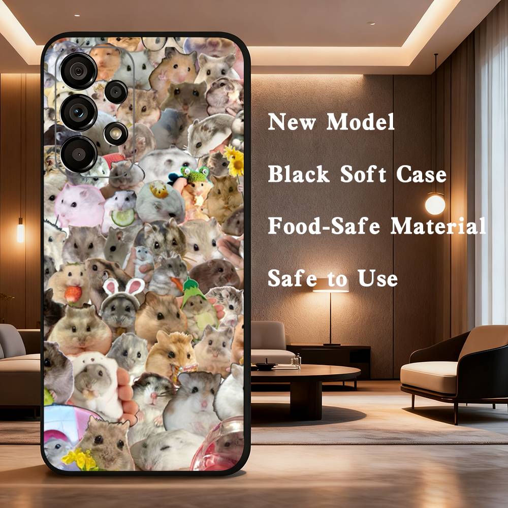 

Cute Animal Hamster For Samsung Galaxy A73,J7,22,Note,72,41,31,8,9,52,71,53,32,Soft Black Silicone Cover Case SamsungA71 5G