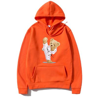 Loose Version of Wine Red Hoodie Bear Print Sweatshirt Top Fashion Casual Long-sleeved Hoodie Men's Outdoor Sportswear Brand New
