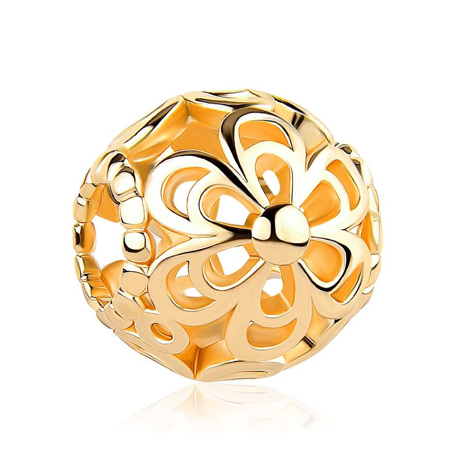 18K Gold Plated Pine Nuts Crown Charm Fit Original Bracelet Shining Bead Diy Women Jewelry Giftcopper Trinket Jewelry Gift