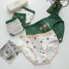 Japońska słodka kreskówka zielony miś damska bielizna z czystej bawełny do połowy talii