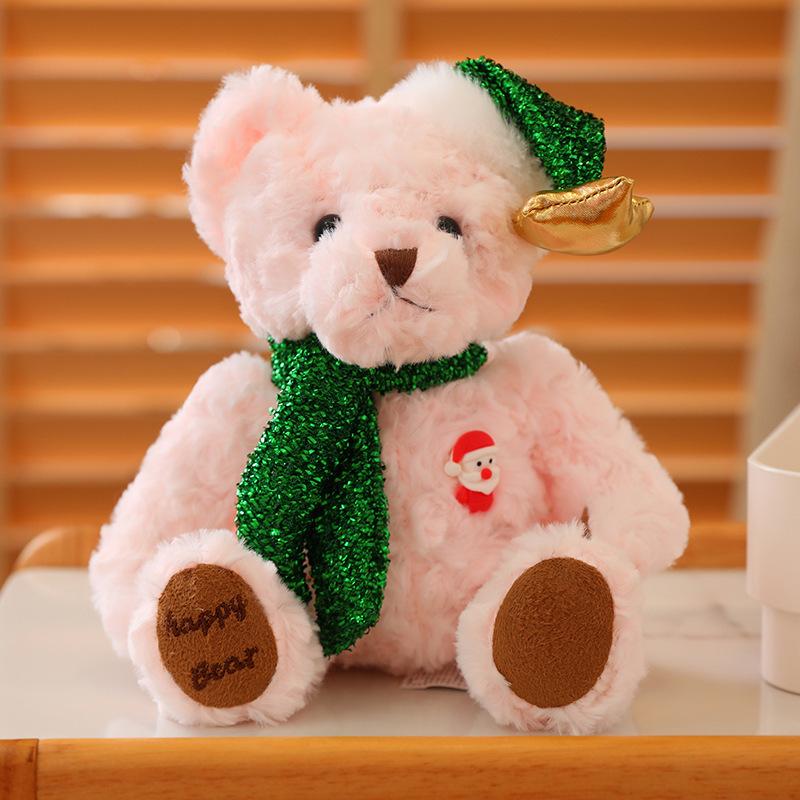 Christmas Bear Doll Christmas Cute Scarf Teddy Bear Plush Toy Doll Christmas Gift Girl