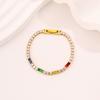  Titanium Steel European and American Light Luxury Style Straight Couple  Versatile Temperament Advanced Sense Color Zircon 