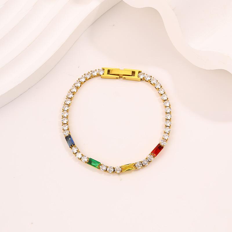 Titanium Steel European and American Light Luxury Style Straight Couple Versatile Temperament Advanced Sense Color Zircon