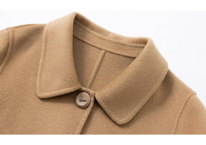Women's Mid-Length Slimming Woolen Coat - Double-Sided, Camel Color, 2026 New Autumn/Winter Collection
