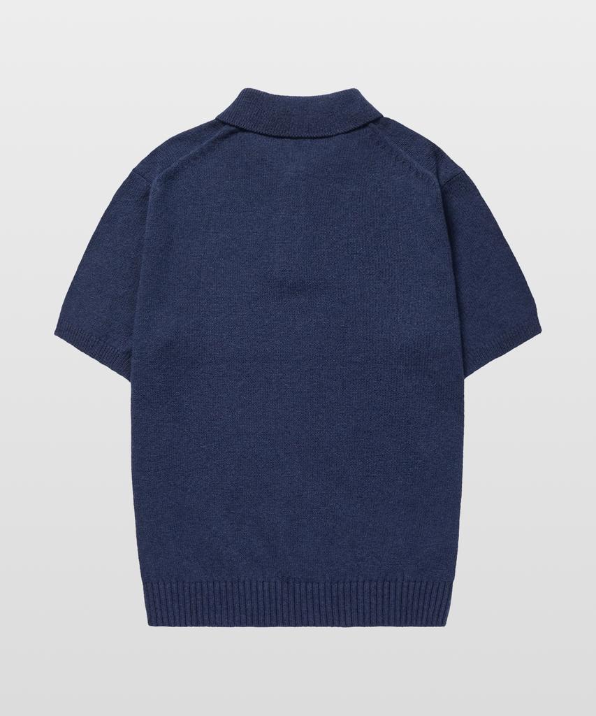 MANNERGRAM Upw Washable Cotton Polo Short Sleeve Knit Peacock Blue