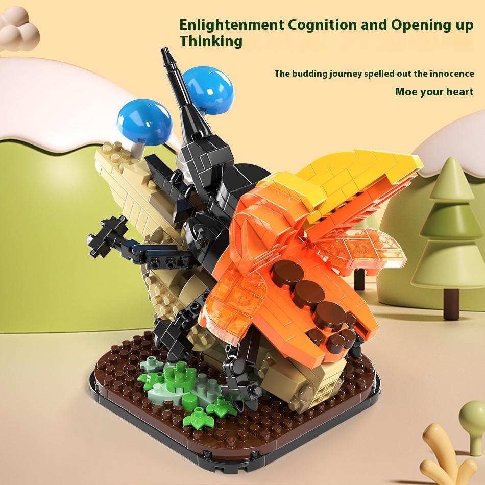 Micro Building Blocks Insect Butterfly Mantis Beetle Unicorn Fairy Model Collection Creative Assembly Toys Student Festival Gift