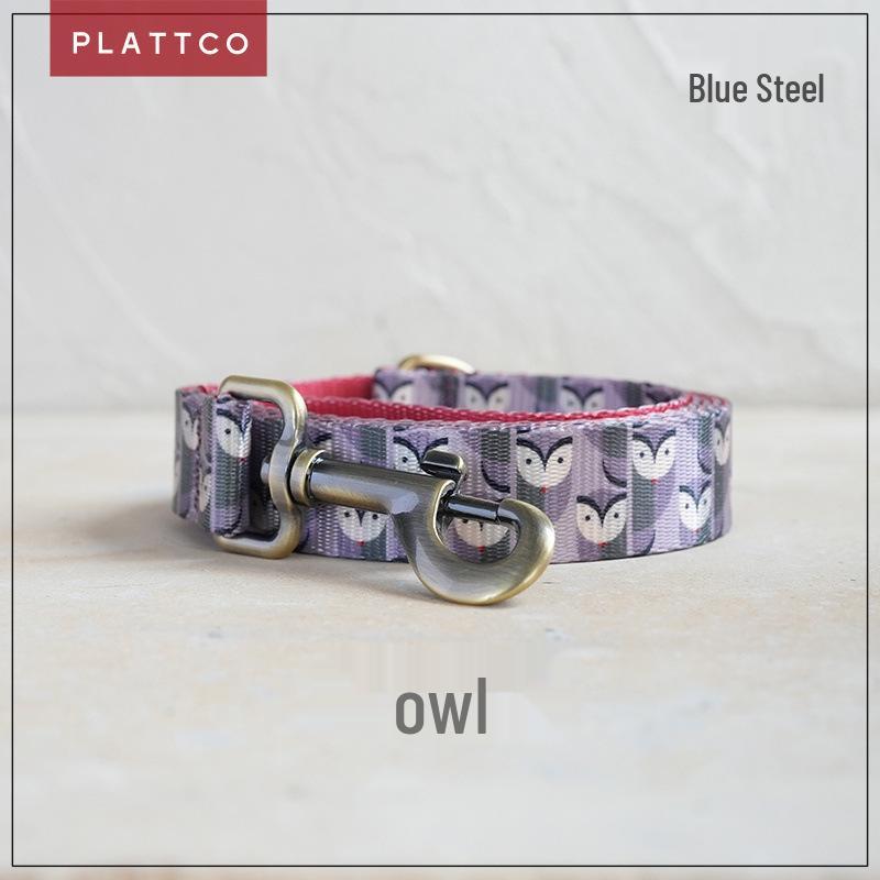 PLATTCO Owl Pattern Dog Collar & Leash Combo, Faux Nylon PDL316 XS 1.5cm (23-30cm)