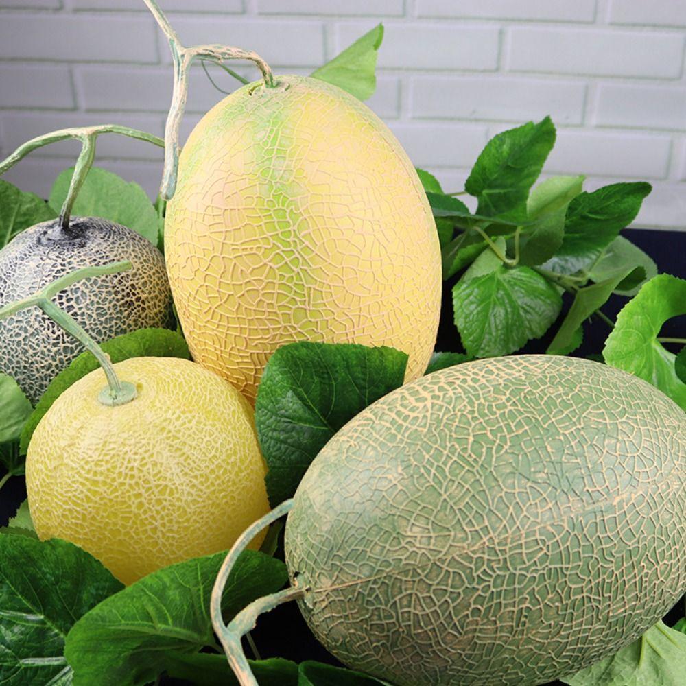 

Plastic Artificial Cantaloupe Melon Food Model Simulation Fruit Fake Cantaloupe Melon Home Decor Style 2