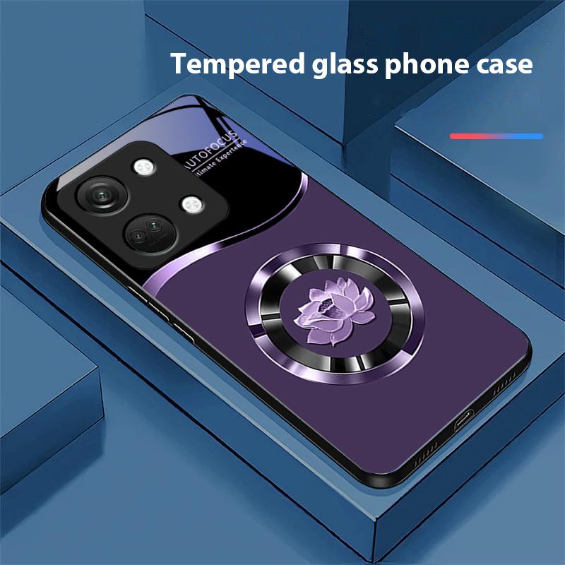 Circle Lotus Gold For OnePlus Nord 3 5 6T 7 Pro 8 12 10T Reno8 Lite 5G 10R Nord N30 Hard Shell Tempered Glass Phone Case Black