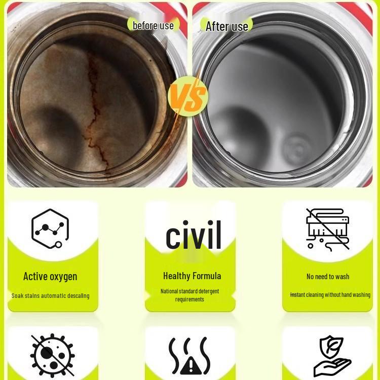 Tablety na čištění čajových šálků od skvrn od kyslíku a vodního kamene