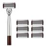 Manual Razor Set for Men, 8-Layer Blade Shaving Head for Face, Beard, Moustache and Travel Use
