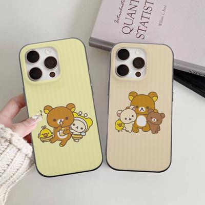 Funda de Teléfono de Oso Rilakkuma de Dibujos Animados Para iPhone 17 16 15 14 13 12 11 Pro Max Plus Parachoques Corrugado Cubierta Trasera Carcasa