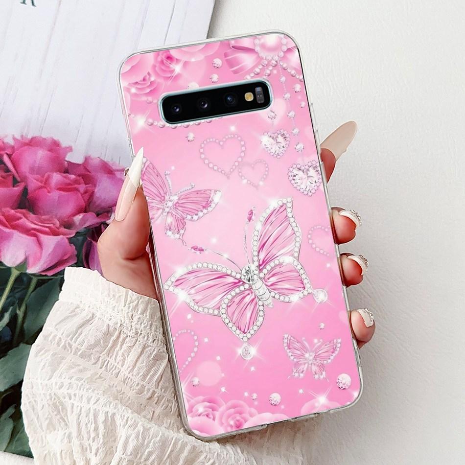 Per Samsung Galaxy S10+ S10 S10e Elegante Custodia per Telefono con Motivo Floreale e Farfalle Per Samsung S10e S10 Plus S 10 4G Custodie Morbide in Silicone TPU
