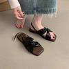 2025 Spring and Autumn New Fashion Versatile Flat Sandals Women's Outerwear Versatile French with Skirts Vintage Rome