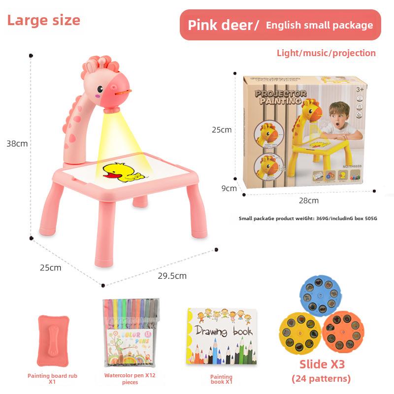 Deer-Shaped Projection Drawing Table with Sound & Light - Children's Graffiti and Writing Toy Set