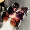 New Borderless Metal Sunglasses Women's Decorative Diamond Sun Glasses Gradient Lens Women Luxury Brand Designers Eyewear UV400