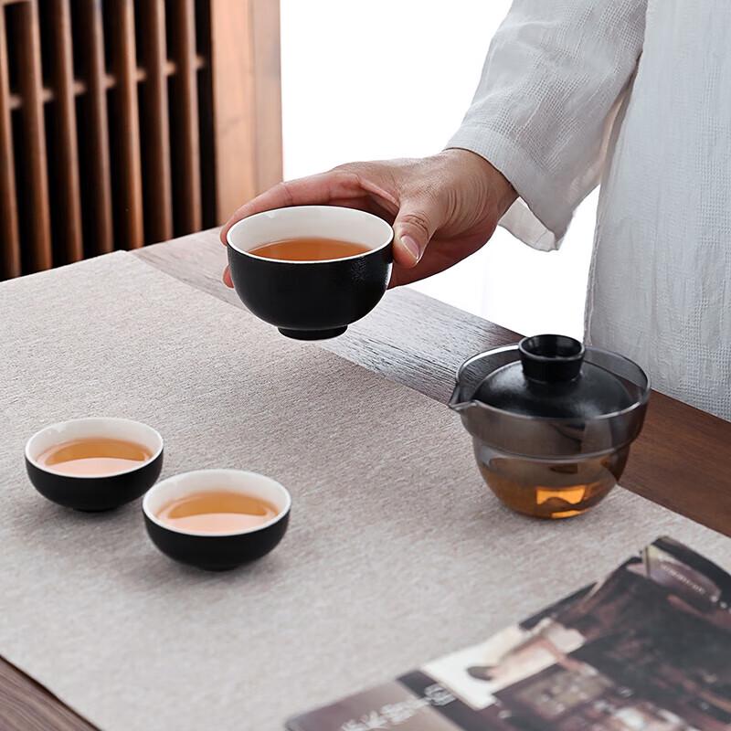 Portable Ceramic and Glass Travel Tea Set