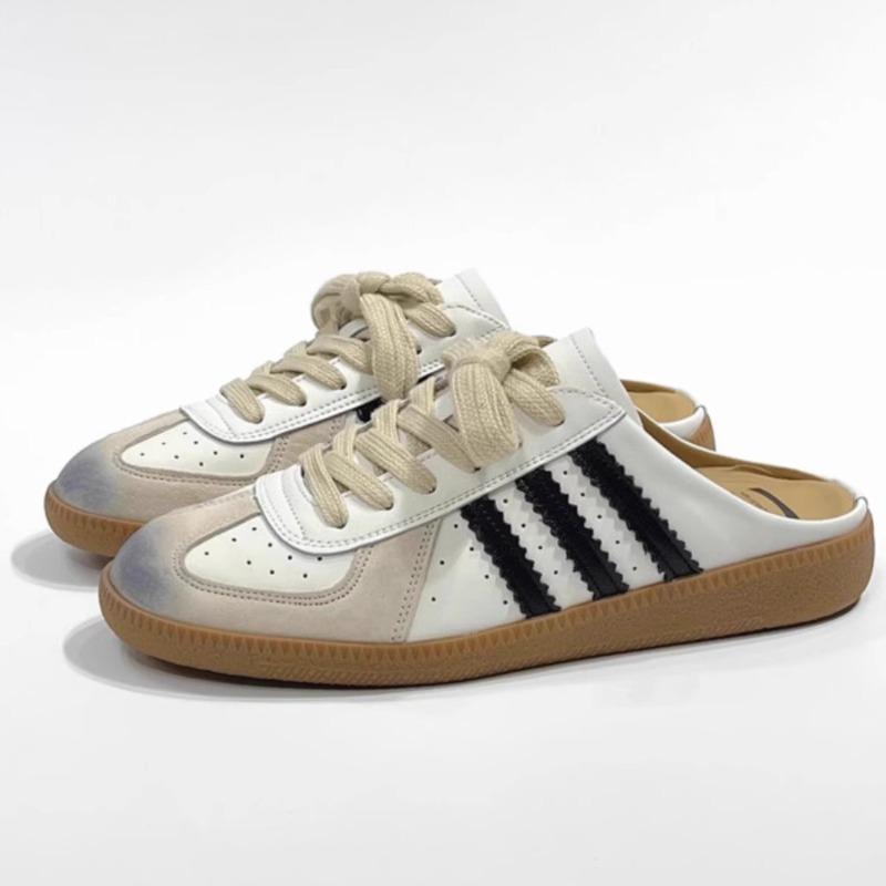 Retro Old Polished Flat-bottomed Bag Head Half Slippers Women's New Versatile Outer Wear Comfortable No Heel White Shoes