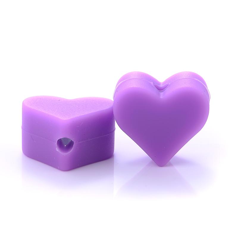 14mm 10Pcs/Lot Heart Shape Silicone Beads Baby Nursing Chewable Teething Beads Pacifier Teether DIY Necklace Accessories