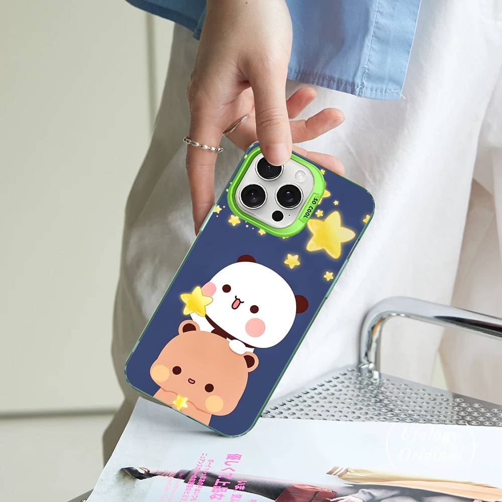 Cute Bubu Dudu For IPhone 11 12 13 14 15 16 17 Pro Max Plus Colorful Black Matte Phone Cover