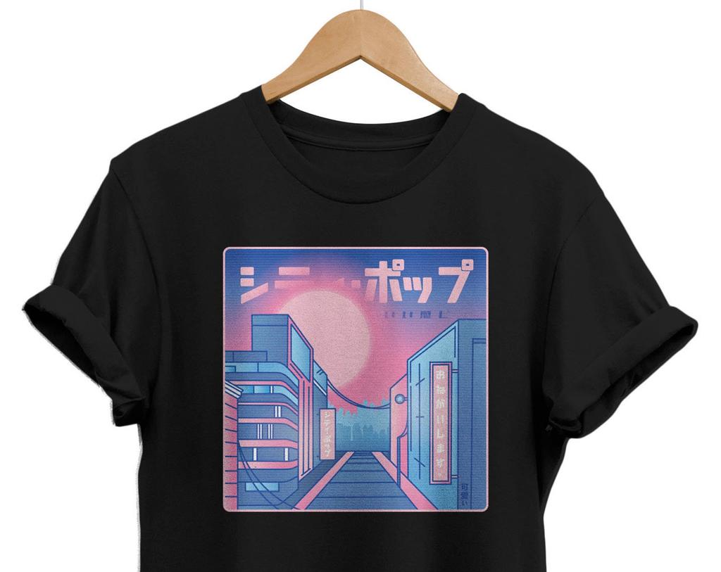Lo Fi Pastel City Shirt, Vaporwave Sunset T-shirt, Anime Lovers Gift
