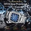 POEDAGAR Top Brand Luxury Watch for Men Waterproof Luminous Date Week Wristwatch Stainless Steel Square Quartz Watches