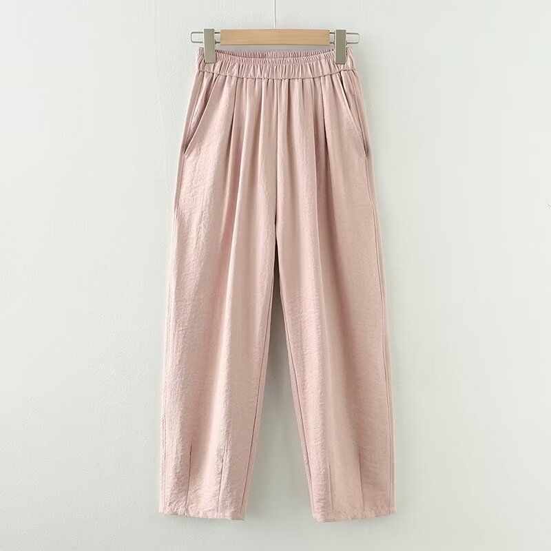 

Summer New Arrival Thin Nougat Pastry Yamamoto Pants Loose Small Sun Protection Ice Silk Cool High Waist Casual Pants Loose Pants Pink L 65.00 kg-70.00 kg