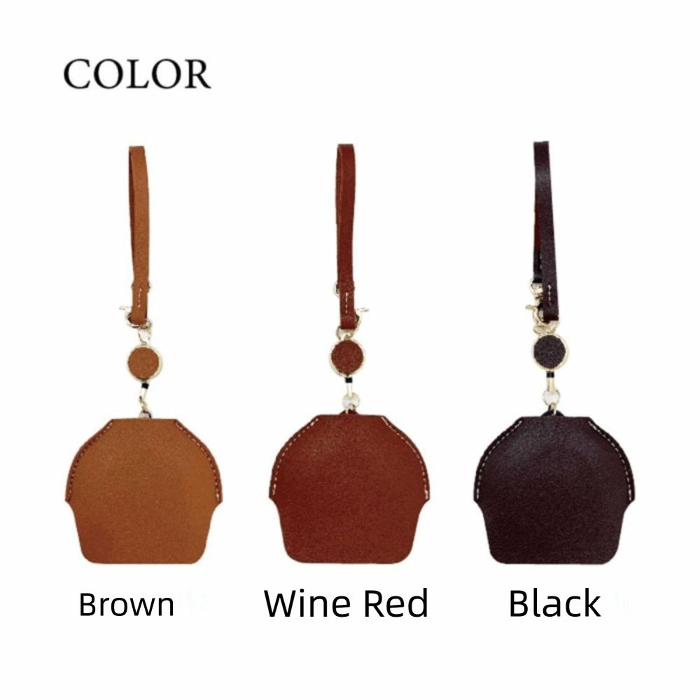 Extendable Reading Magnifying Glass Easy-pull Buckle PU Leather Key Chain  Seniors