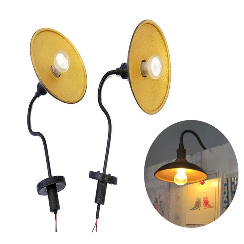 Miniature Wall Lamp Model Illuminated Tiny Wall LED Light With Wire For Sand Table Scenes And Architectural Displays