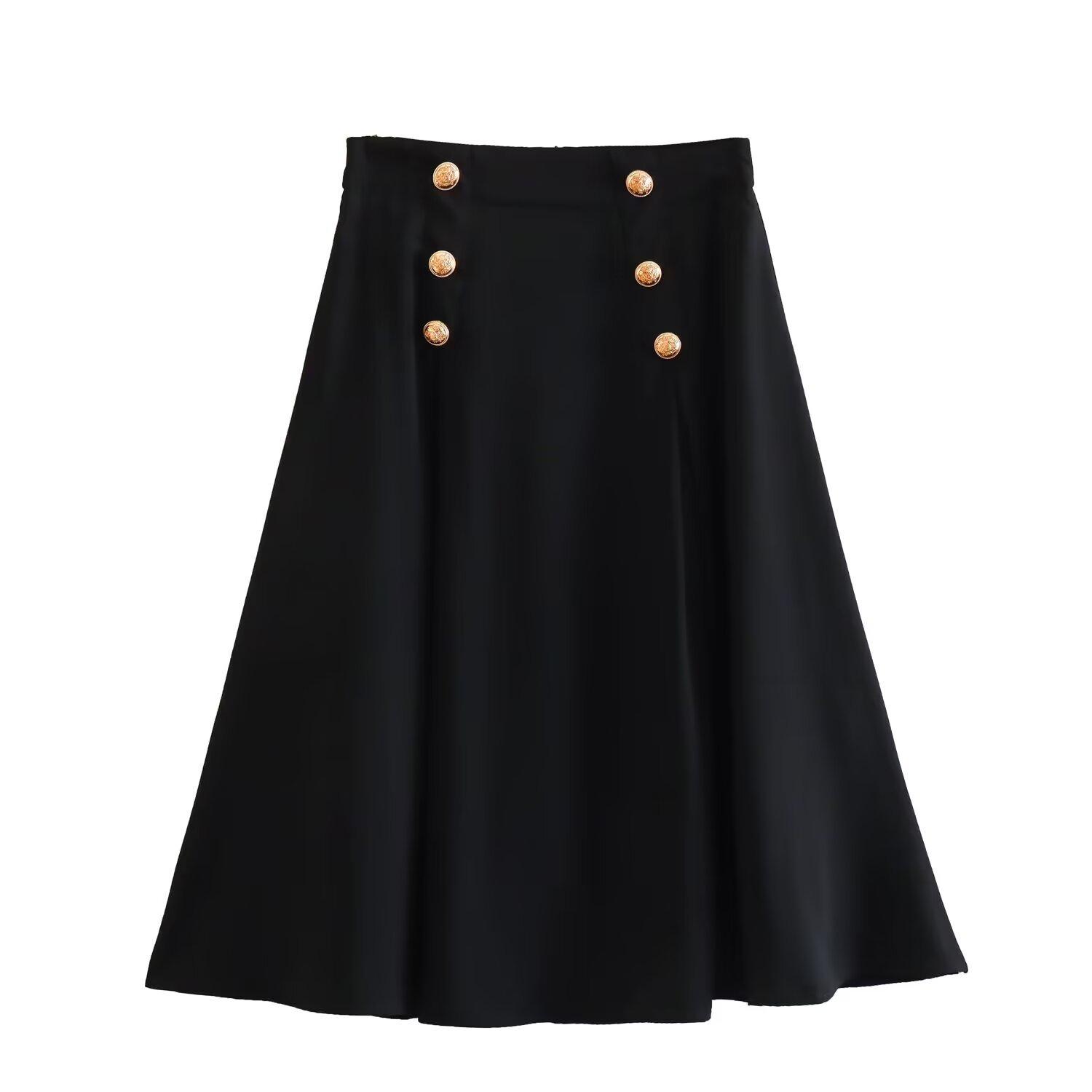 

Женская зимняя мода 2024: Юбка двубортная однотонная в европейском и американском стиле S чёрный