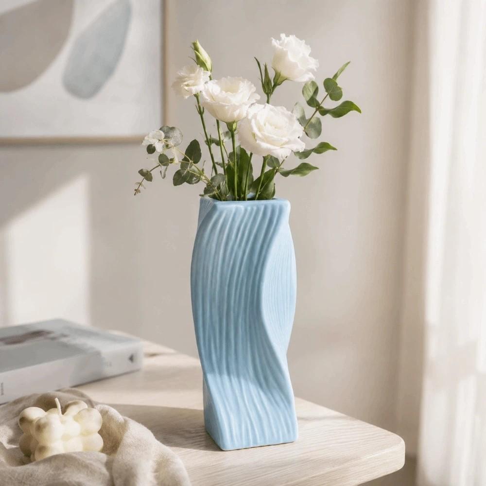 Home Decor Flower Vase Wave Pattern Irregular Vases Pots Hydroponic Bottle  Office Decoration
