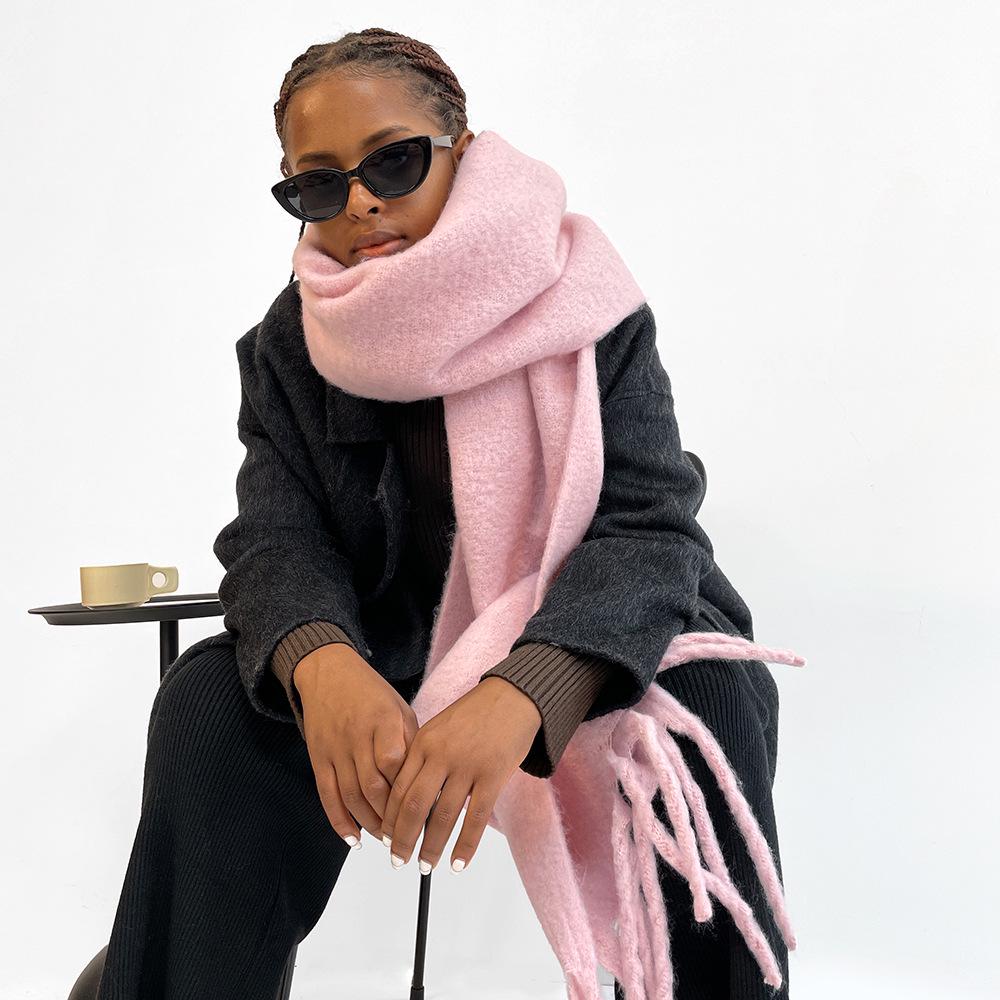 Sciarpa da Donna Azzurro Chiaro Multicolor Cavalluccio Marino in Lana - Scialle di Alta Moda Invernale