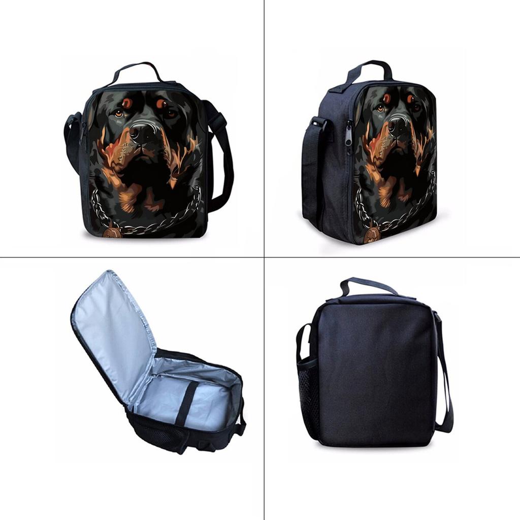 Set Tre Pezzi con Motivo Rottweiler Zainetti per Ragazzo e Ragazza Migliori Regali Cartone Animato 2D Borsa Scolastica per Bambini
