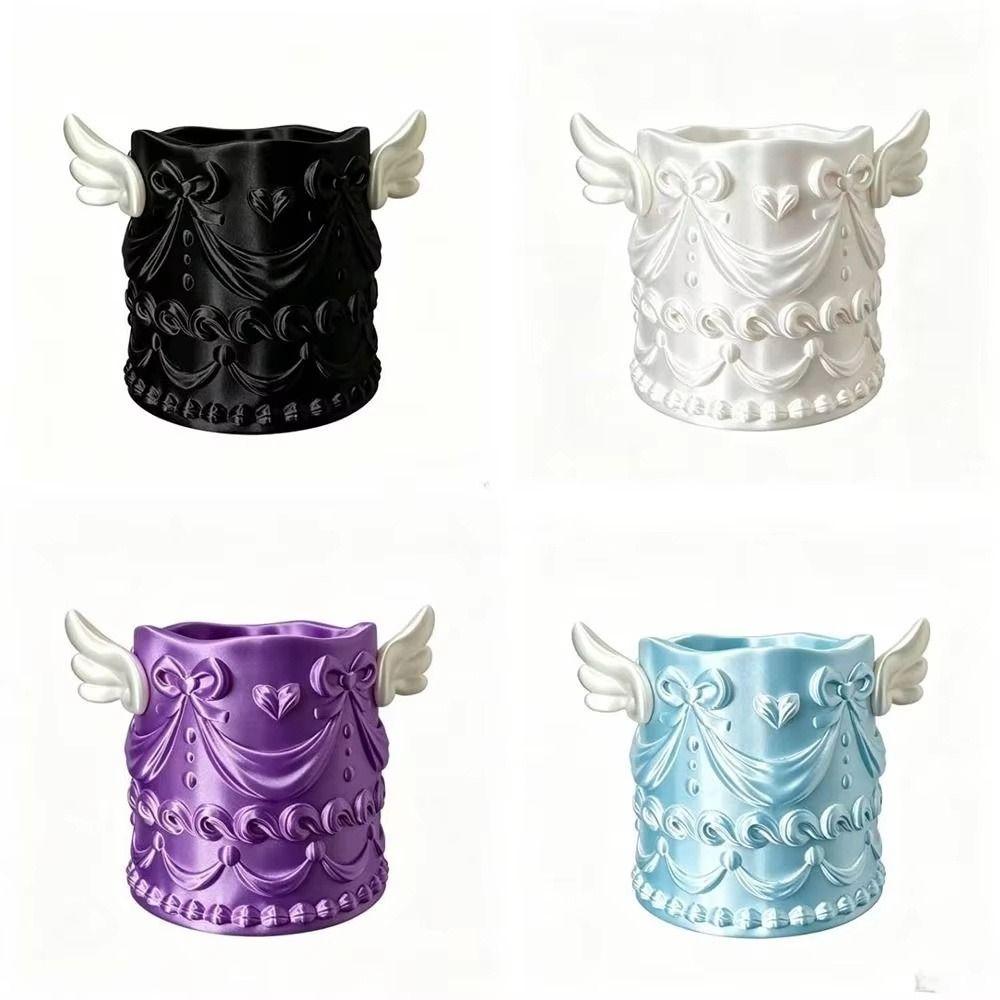 3D Printed Cosmetic Organizer Bucket Silk Texture Makeup Organizer Makeup Brush Holder Women Girls