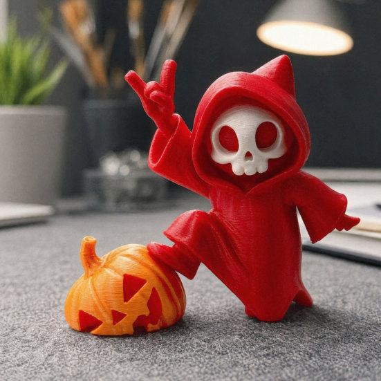 Halloween Ornament, Ghost Pumpkin Matte Texture Figure, 3D Printed Halloween Decoration for Desktop Bedroom Car Display
