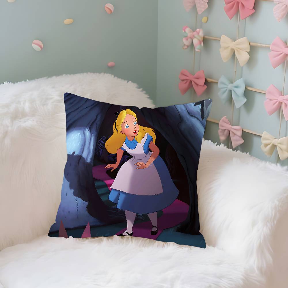 Classic AnimeAalice InWwonderlandS Cute Throw Pillow Covers Pattern Cushion Cover Suitable For Sofa Bedroom Car Pillow Cover