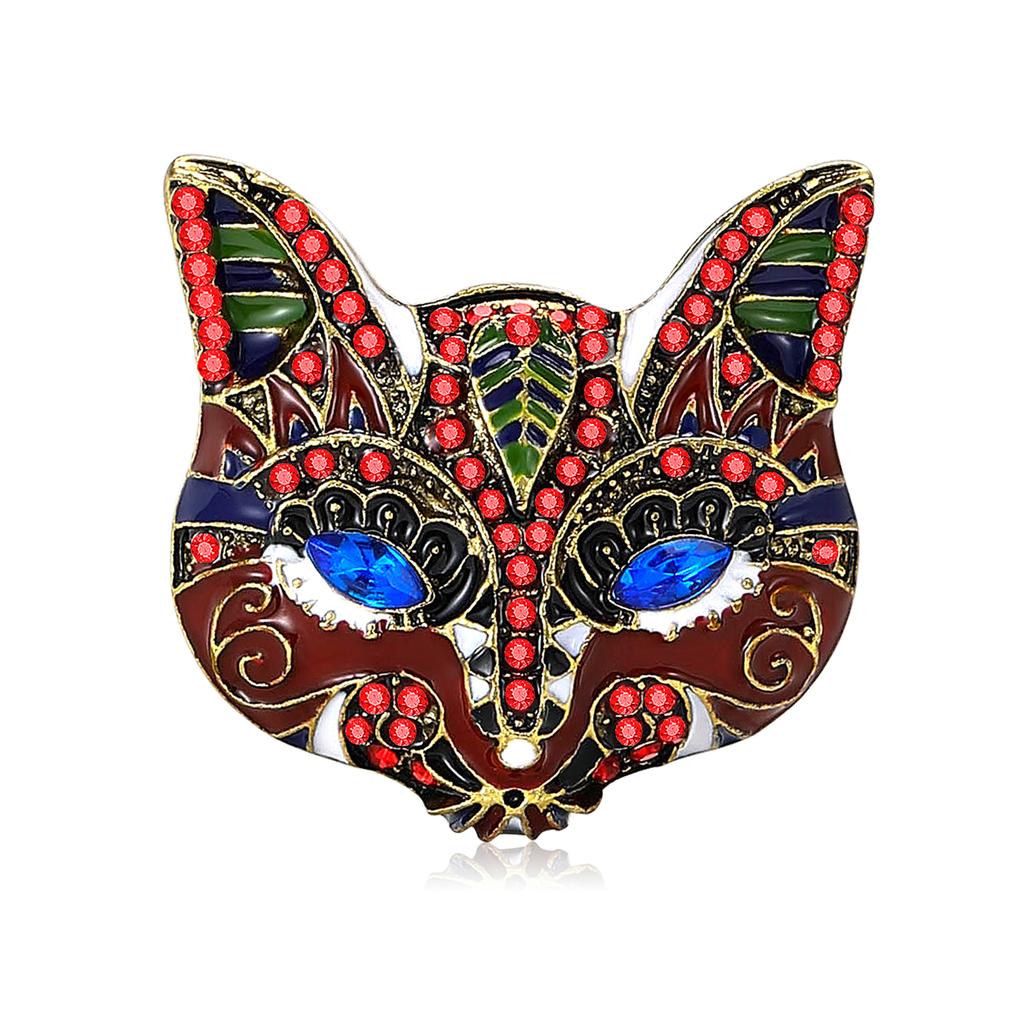 Cute Alloy Rhinestone Fox Mask Brooch Fashion High-End Men'S And Women'S Suits Cardigan Corsage Jewelry Pin
