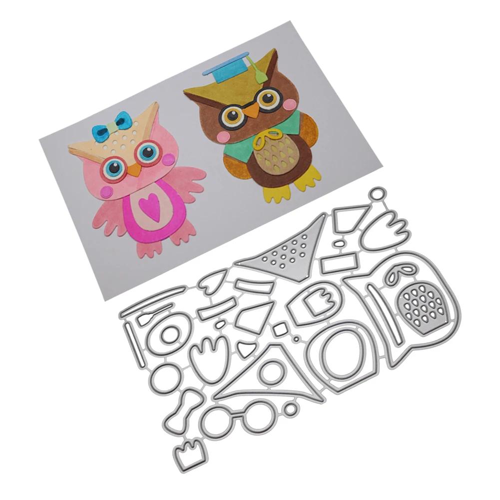 Cadre de bufniță, matrițe de tăiat din metal, meșteșuguri pentru animale, album de albume, în relief argintiu, șablon tăiat cu matriță, album foto, fabricare de cărți